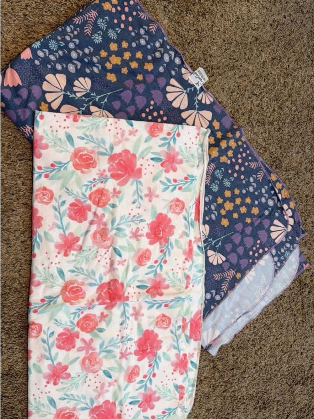 Kids Floral Blanket Set - Pink & Navy